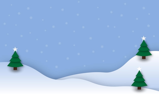 Paisaje de invierno de Navidad con ilustración de Vector de copo de nieve