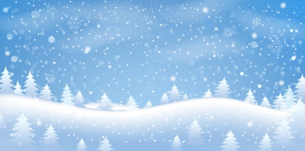 Paisaje de invierno navideño con marco de nieve blanca