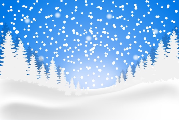 Vector paisaje de invierno con nevadas.