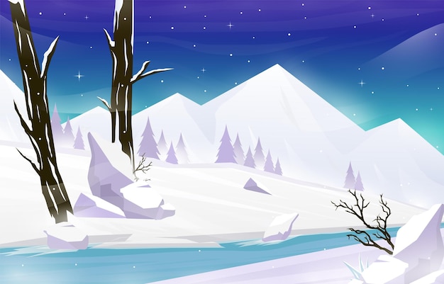 Vector el paisaje del invierno