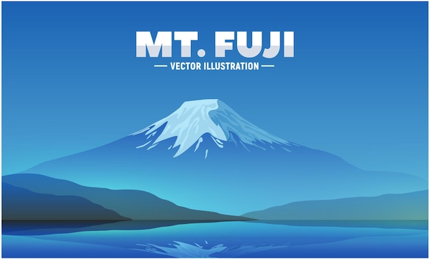 Vector paisaje japonés con la montaña fuji paisaje de cinco lagos fuji vista nocturna de las atracciones turísticas más famosas en tokio fujiyama ilustración vectorial para postal web o pancarta