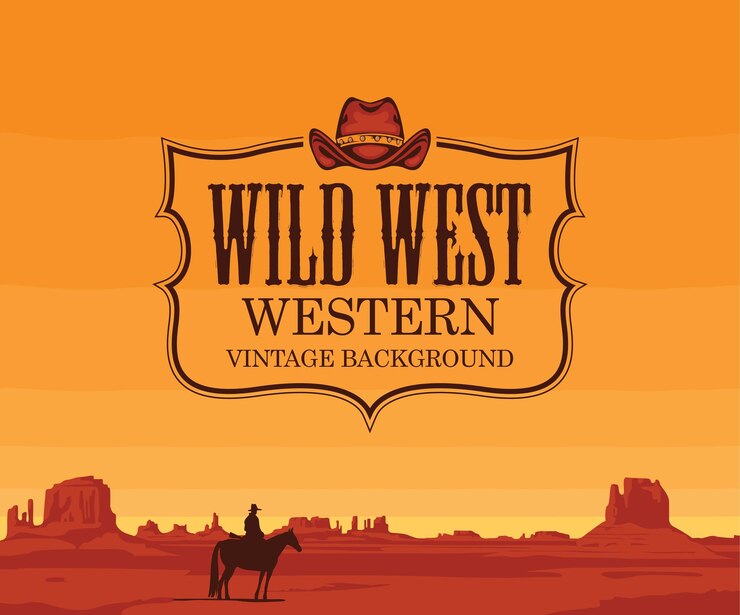 Vector paisaje del lejano oeste con vaquero