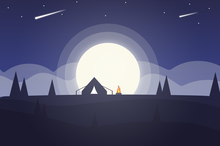 Vector paisaje la luna llena en la noche es tan hermosa