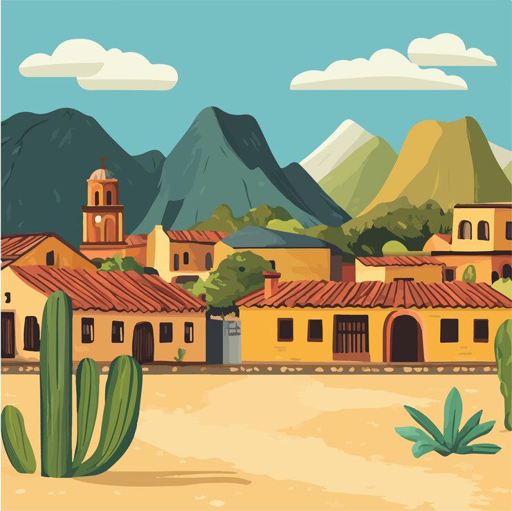 Vector paisaje mexicano sereno una ilustración vectorial vibrante ilustración vectoral
