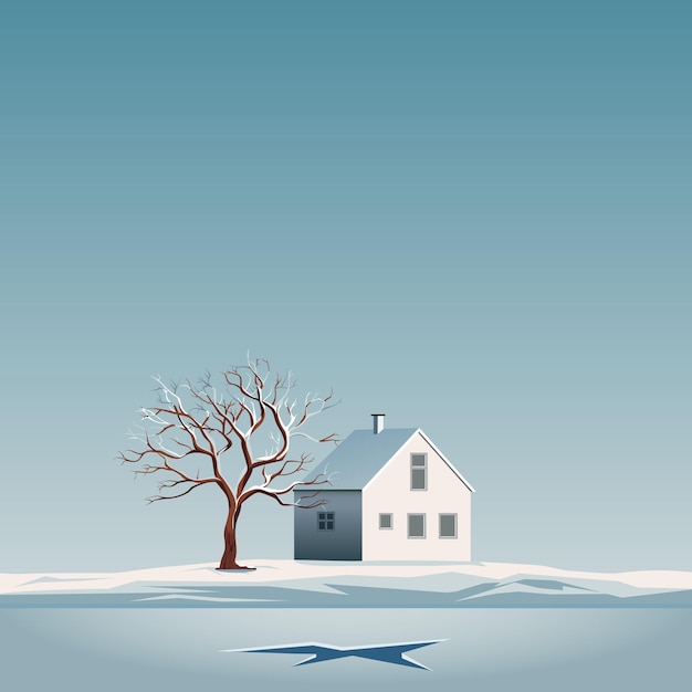 Un paisaje minimalista de vectores de invierno