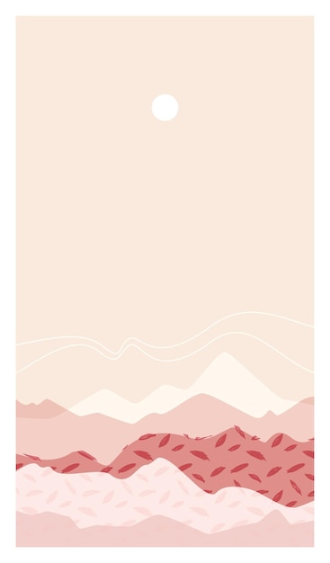 Paisaje de montaña abstracto. hermoso fondo, paisaje de monte. colores cálidos y pasteles