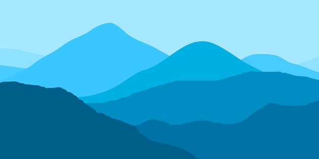 paisaje de montaña azul ilustración de diseño plano