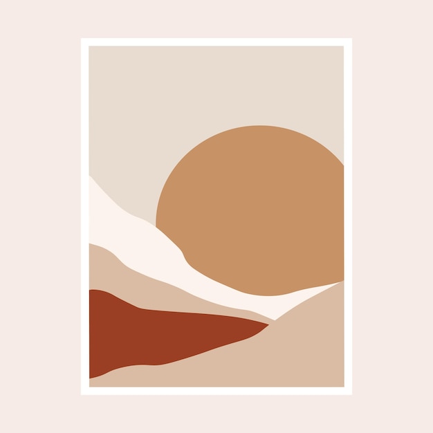 Vector paisaje de montaña contemporáneo abstracto o desierto al atardecer