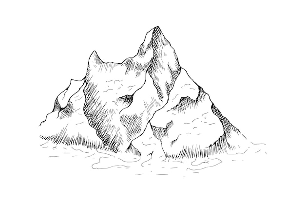 Vector paisaje de montaña dibujado a mano.