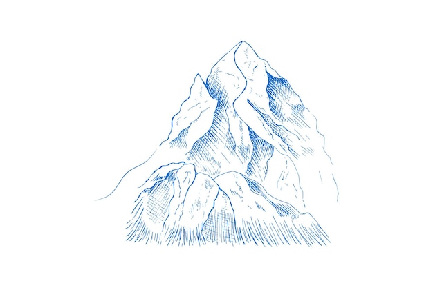 Paisaje de montaña dibujado a manoxAPeaks rocas y colinas en la estación de esquí de nieve