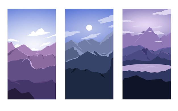 paisaje de montaña de diseño plano vectorial