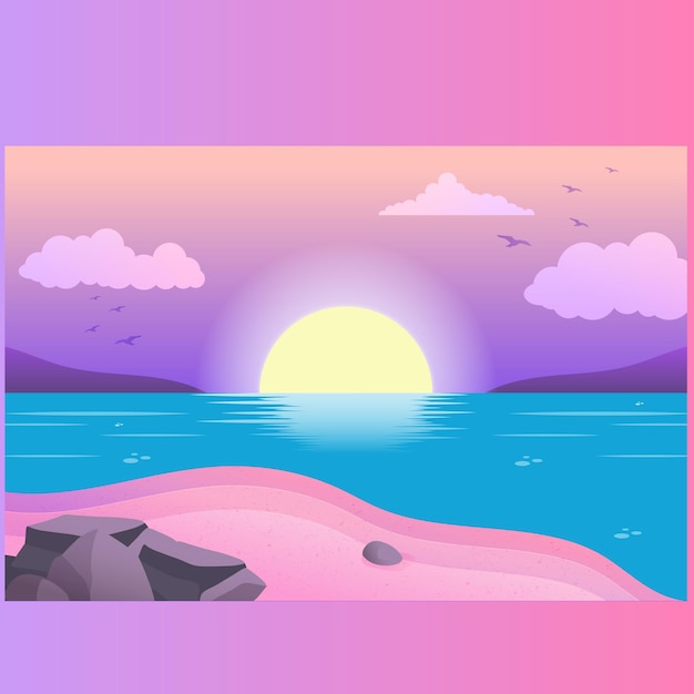 Paisaje de montaña de estilo caos con patrón de acuarela vectorial