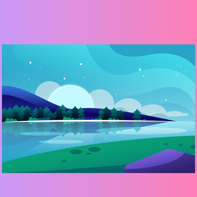 Paisaje de montaña de estilo caos con patrón de acuarela vectorial
