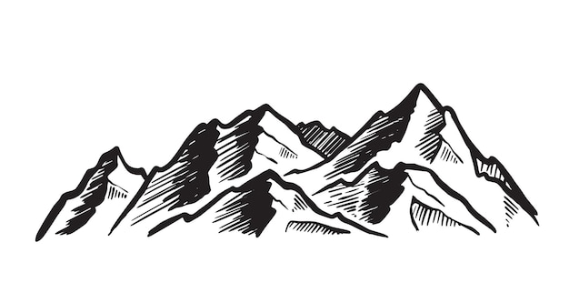 Paisaje de montaña, ilustración dibujada a mano