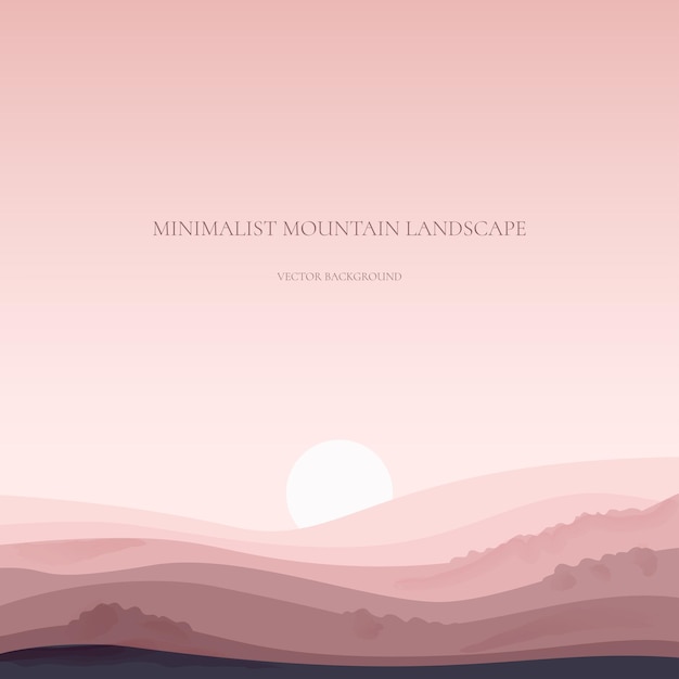 Paisaje de montaña minimalista. amanecer. fondo de vector moderno con espacio para texto