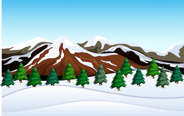 Vector un paisaje de montaña de nieve