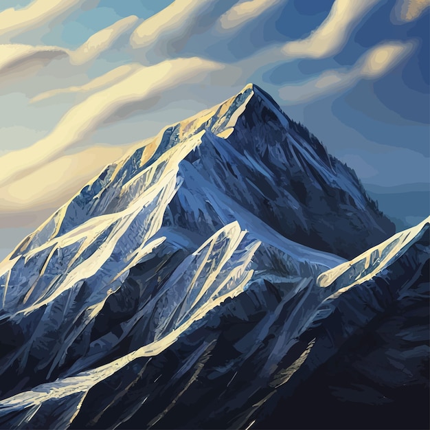 Paisaje de montaña paisaje de montaña ilustración vectorial fondo abstracto tema de fantasía mañana