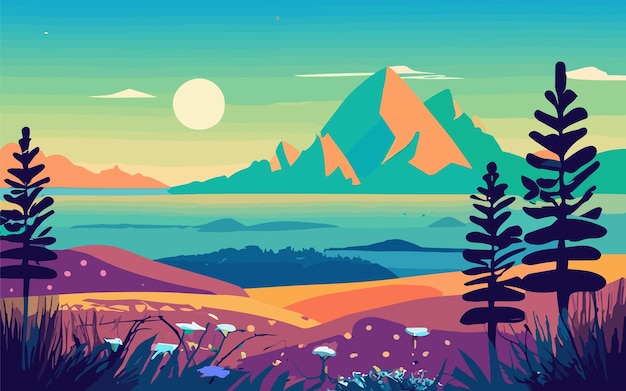 Vector paisaje de montaña vector