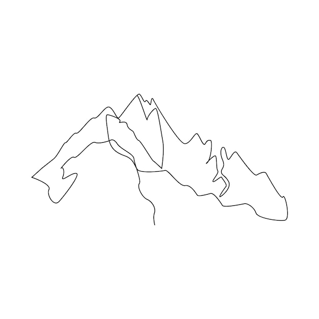 Vector paisaje de montaña vectorial continuo dibujo artístico de una línea concepto de vacaciones diseño profesional minimalista