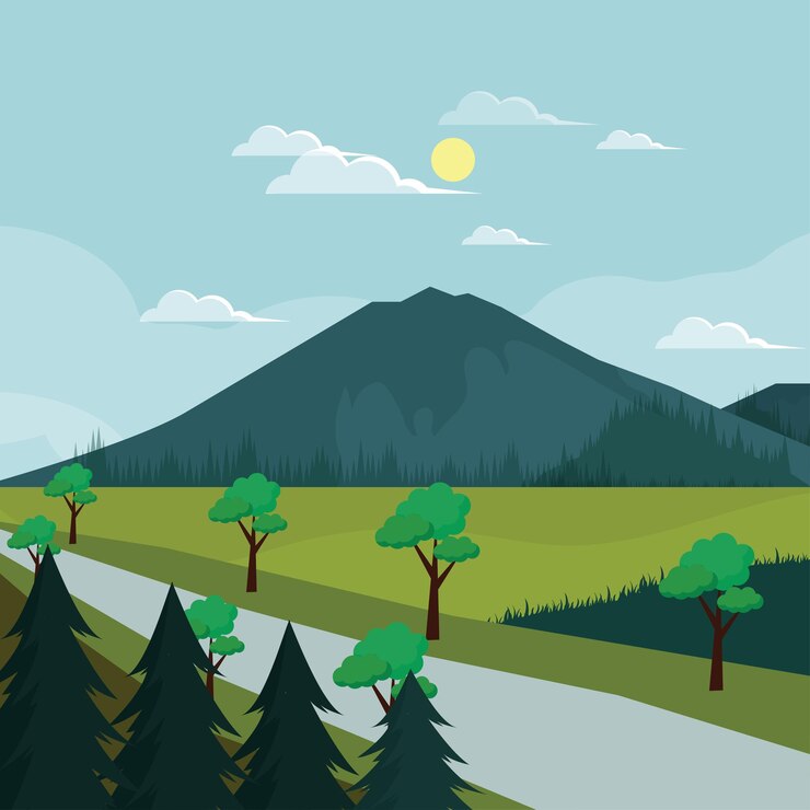 Paisaje de montaña vectorial