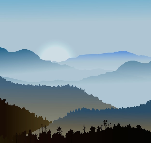 Vector paisaje de montaña