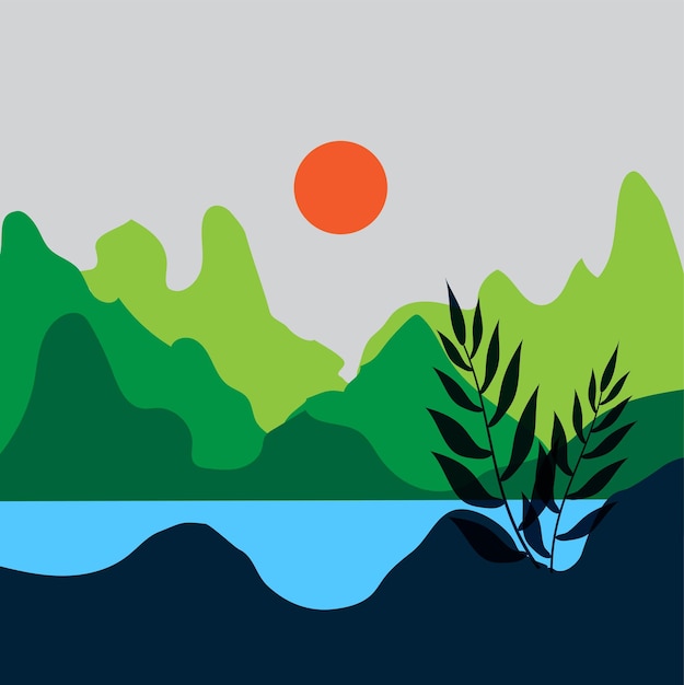 Vector paisaje de montaña