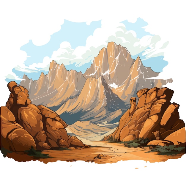 Vector paisaje de montañas aislado en un fondo blanco ilustración vectorial