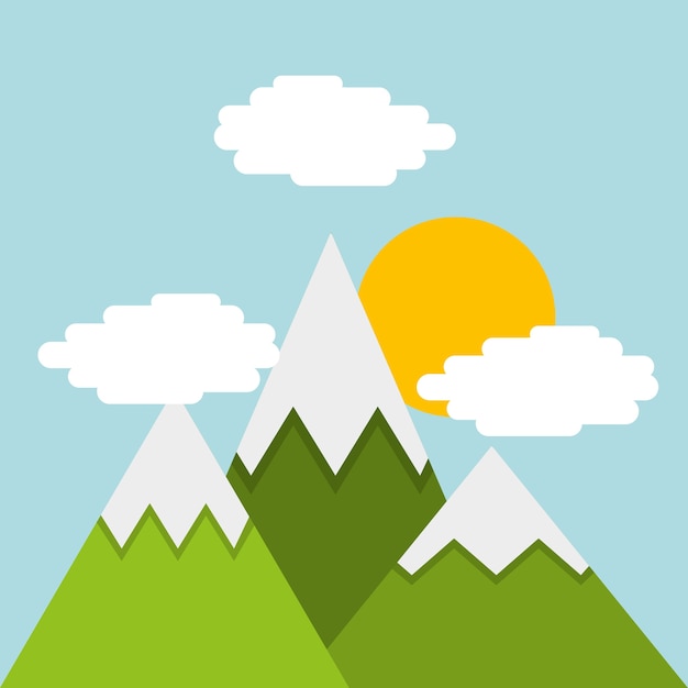 paisaje de montañas hermoso icono