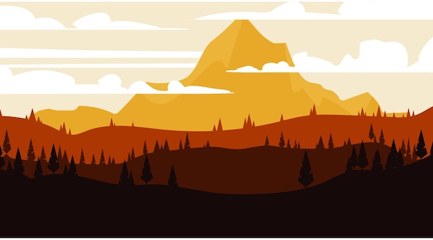 Paisaje de las montañas Sunset
