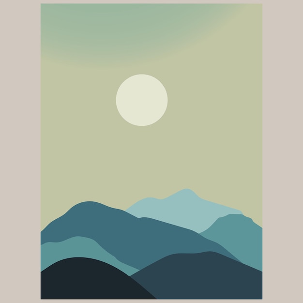 Paisaje montañoso nocturno con luna