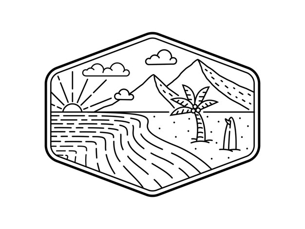 paisaje natural en la ilustración artística de la línea del marco