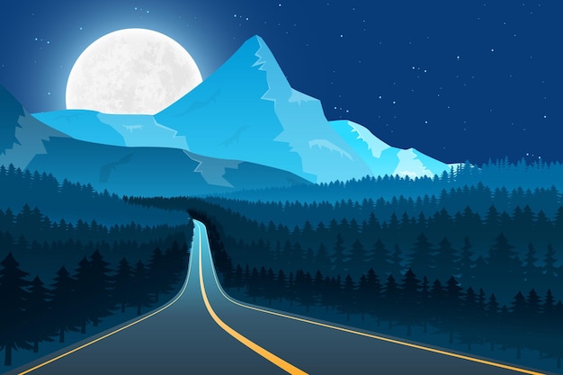 Vector paisaje de la naturaleza de la luna