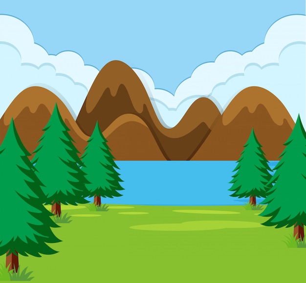 Vector un paisaje de naturaleza plana.