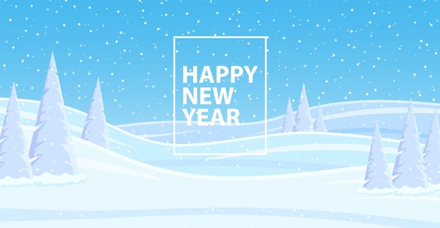Paisaje navideño de fondo con nieve y árbol