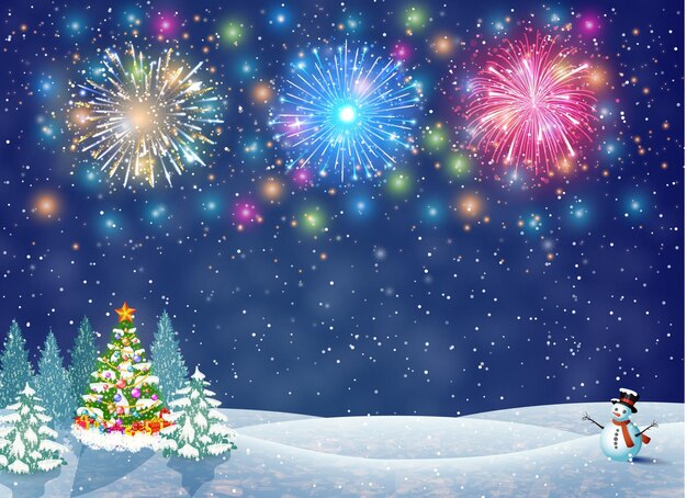 Paisaje navideño por la noche