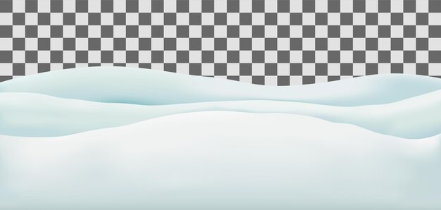 Paisaje de nieve aislado en un fondo transparente oscuro Decoración de campo de bancos de nieve vacíos