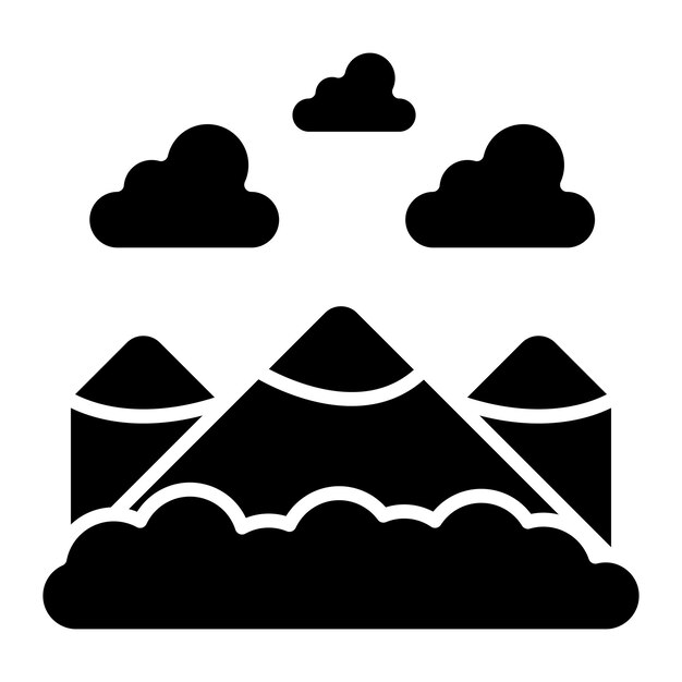 Paisaje de nieve Glyph Ilustración en negro sólido