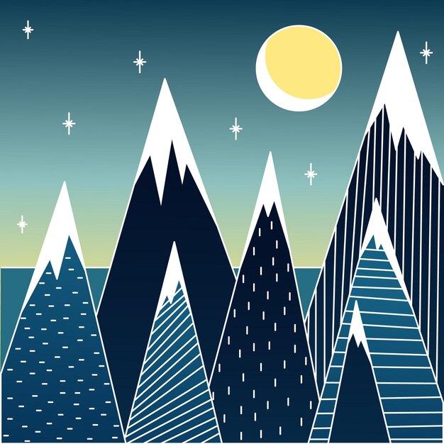 paisaje de noche de navidad, paisaje de invierno con árbol de navidad, paisaje de invierno con árboles, noche