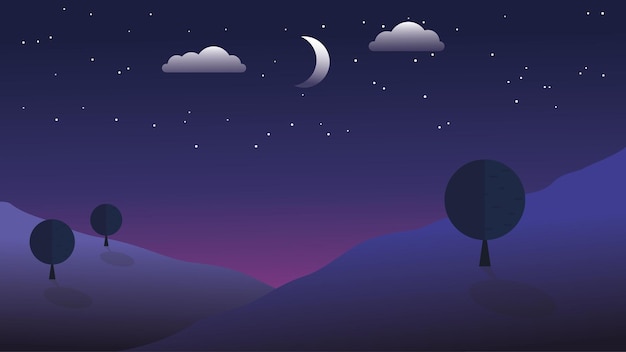 Paisaje nocturno Arte vectorial