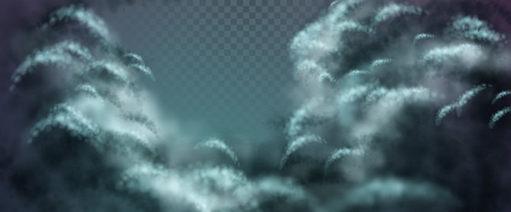 Vector paisaje nocturno espectacular con cúmulos transparentes