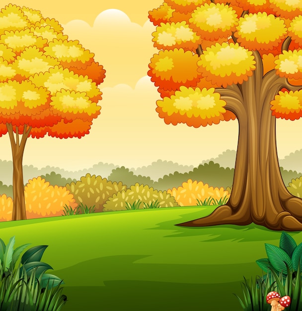 Paisaje otoñal con árboles en el parque