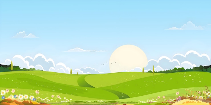 Vector un paisaje panorámico con un sol suave