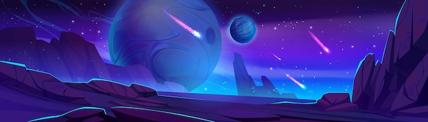 Vector paisaje de planeta alienígena para el fondo del juego espacial.