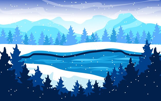 Paisaje plano de invierno al aire libre