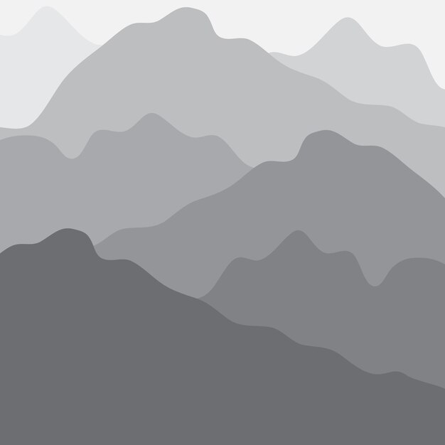 Paisaje plano vectorial con montañas grises