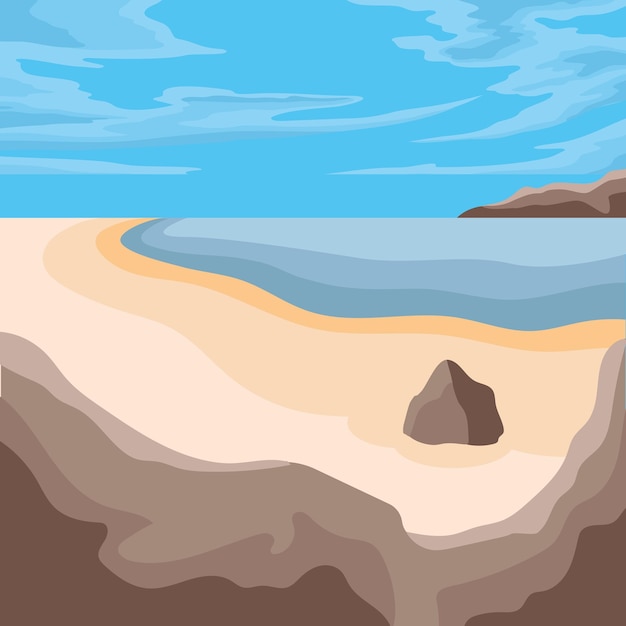 Vector paisaje de playa y océano