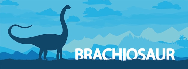 Paisaje prehistórico antes de nuestra era dinosaurio brachiosaurus en el hábitat criatura prehistórica gráficos vectoriales