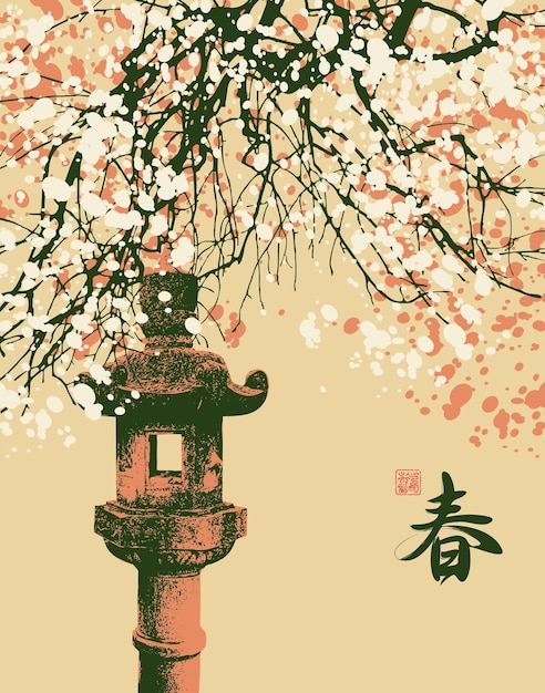 Paisaje de la primavera asiática