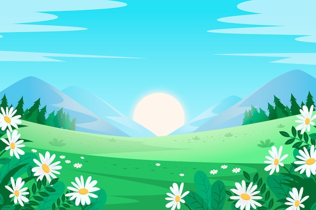 Paisaje de primavera de diseño plano creativo