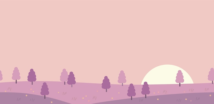 Vector paisaje de puesta de sol rosada